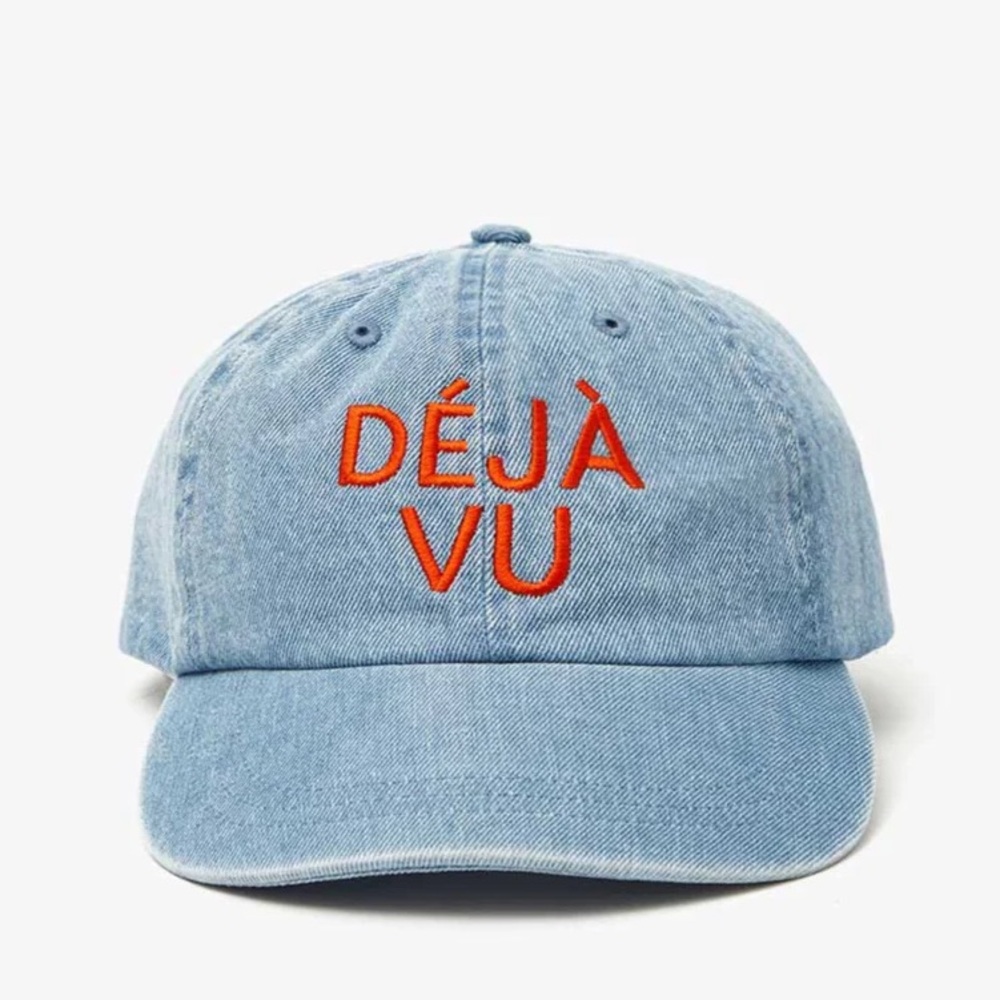 Blue Denim Cap with Déjà Vu Embroidery from Clare V